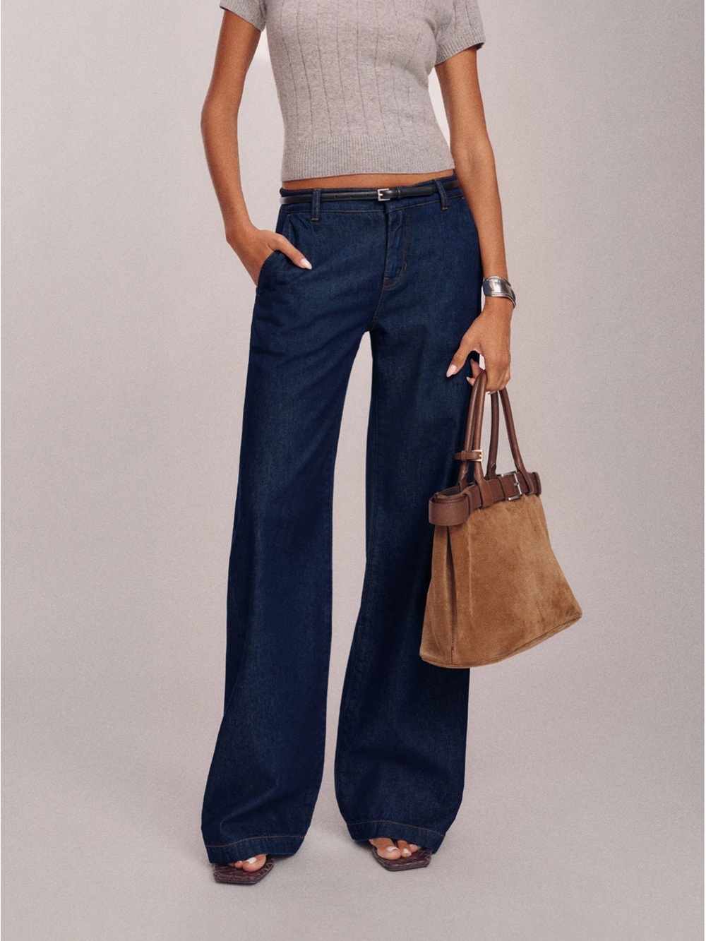 Reformation Elio Low Rise Denim Trouser